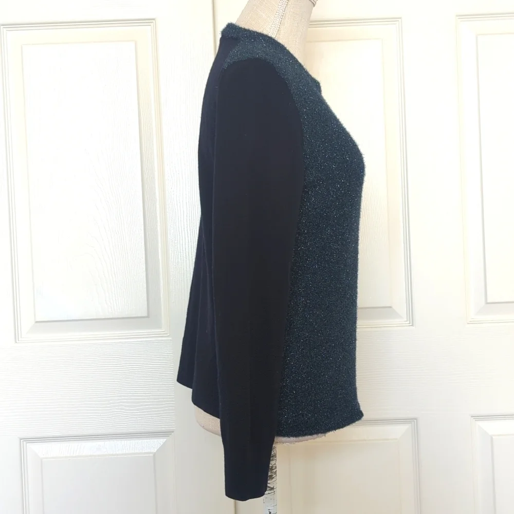 Tory Burch Merino Wool Navy Blue Teal embellished dragonfly Rory Sweater